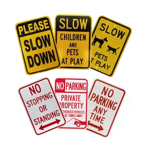 Reflektif 12*18 mohon pelan anak-anak hewan peliharaan di Plat tanpa menghentikan parkir setiap saat tanda Metal aluminium reflektif