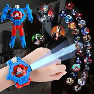 Spider man Iron Ultraman Hulk capitan America ragazzi cartone animato elettronico digitale proiezione giocattolo flip deformazione l orologio per bambini guardare