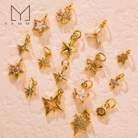 Pendentif Charme Étoile Mignonne Flocon de Neige Fleurs de Soleil en Or 18K Yammy YYS042, Tendance, Pavé de Zircone Cubique CZ, Accessoires de Bijoux Collier