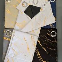 Rideaux occultants modernes 100% occultants, imprimé marbre doré métallisé, à œillets, en polyester, 137x260cm, vente en gros