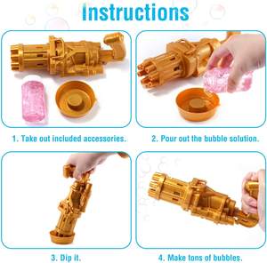 Pistola de burbujas Gatling eléctrica para niños, juguete genial, máquina de burbujas Gatling, 8 agujeros, gran cantidad, novedad - Product Image 5