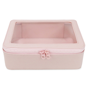 Custom Transparent Window Waterproof PU Leather <b>Makeup</b> <b>Storage</b> Box Portable Travel Cosmetic Bag Organizer Case - Product Image 4