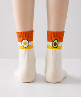 Chaussettes en tricot personnalisées brodées œuf frit et avocat pour hommes, coton côtelé, décontractées, vente en gros