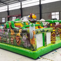Grand château gonflable sur le thème du zoo toboggan gonflable Playhouse Jungle Fun City Playground Parc d'attractions pour les enfants