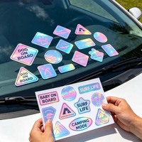 Autocollant holographique personnalisé imperméable auto-adhésif pour vitre de voiture, vinyle découpé, logo, lettrage, autocollants laser pour pare-brise