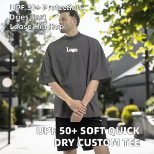 Oversized <b>Turtleneck</b> T-Shirt <b>Men's</b> Short Sleeve 100% Cotton Jersey Print Front Letter Pattern Casual Streetwear Fit - Product Image 2