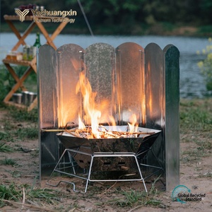 Metal Folding <b>Fire</b> <b>Pit</b> Windscreen Outdoor <b>Camping</b> Campfire Protection Shield All Seasons Use - Product Image 5