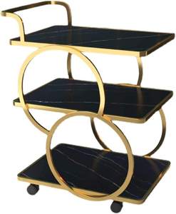 Multipurpose Room Luxury 3-tier Storage Wedding Hotel Dining Gold Food Serving Liquor Wine Service Tea <strong>Drinks</strong> Trolley Cart <strong>Bar</strong> - Product Image 6