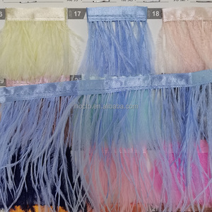 Prix usine haute qualité plume frange dentelle pour tissu vêtements <span class=keywords><strong>couture</strong></span> 10 mètres moelleux autruche plume garniture - Product Image 2