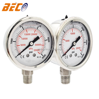 Pressure Gauge 2.5-inch Stainless Steel Shock-proof Pressure Gauge High Pressure 3000psi 5000psi Barometer