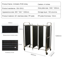 900*600*1300mm Plastique SMT PCB Rack Chariot Réglable ESD Antistatique Stockage Usine Direct Magazine Rack