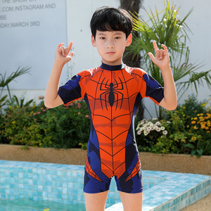 Boys One-Piece Long Sleeve Briefs Swimsuit Toddler Sun Protection Waterproof Quick Dry Polyester <strong>Spiderman</strong> Kids <strong>Swimwear</strong> - Product Image 2