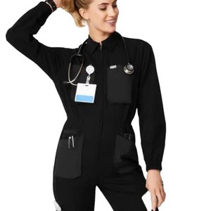Conjunto de Uniforme Médico para <span class=keywords><strong>Mujer</strong></span>, Estilo Moderno, para Doctoras y Enfermeras, Pantalones de Trabajo Tejidos, Manga Larga, Chaqueta <span class=keywords><strong>C</strong></span>ómoda, Uniforme de Hospital - Product Image 1