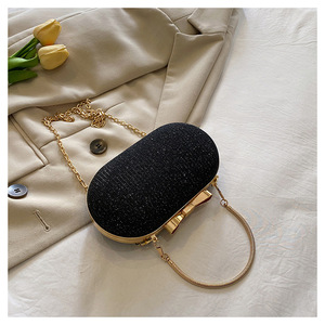 Bolso de mano dorado para mujer, bolsos brillantes para boda, bolsos de mano nupciales con lazo metálico, bolso de hombro con cadena - Product Image 6