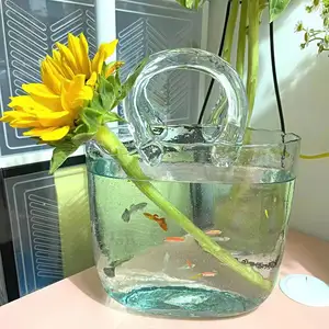 Toptan ev eşyaları çiçek temizle ucuz silindir dekorasyon için özelleştirilmiş cam vazo çanta vazo