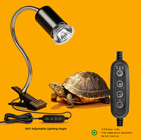 Lampe chauffante pour reptiles (tortues, lézards) avec lumière UVB/UVA, minuterie automatique, mini thermomètre et supplément de calcium