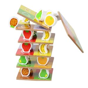 Blocs empilables de fruits en bois | Jouet de tour d'empilage éducatif pour enfants, <span class=keywords><strong>jeu</strong></span> d'empilage de table interactif parent-enfant - Product Image 2