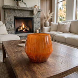 Handmade <b>Amber</b> <b>Glass</b> Candle <b>Jar</b> Thick Rim Reusable Decorative Candle Holder for Home Decor - Product Image 1