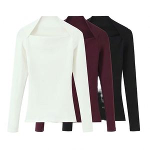 Nouveau pull en maille jacquard à manches courtes pour femmes, col rond, respirant, bleu, doux, pour l'été - Product Image 1