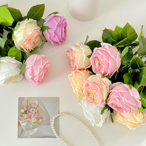 Elegant 45cm Real Touch Silk Rose Handmade <b>Artificial</b> <b>Flower</b> for Home Garden & Party Floral Decoration Made of Cloth - Product Image 6