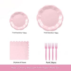 Juego de Vajilla Desechable Personalizado en Forma de Pétalo para Bodas y Fiestas, con Contenedores de Comida Color Rosa Flor de Cerezo - Product Image 5