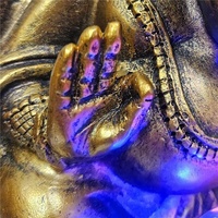Fontaine d'intérieur Ganesha en résine de 12 pouces avec lumière LED apaisante, cascade de bureau artisanale à 10 cristaux