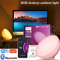 Lampe d'Ambiance pour Chambre Salle de Jeu WiFi Tuya Bluetooth, Petite Veilleuse de Bureau LED Intelligente Dimmable Portable