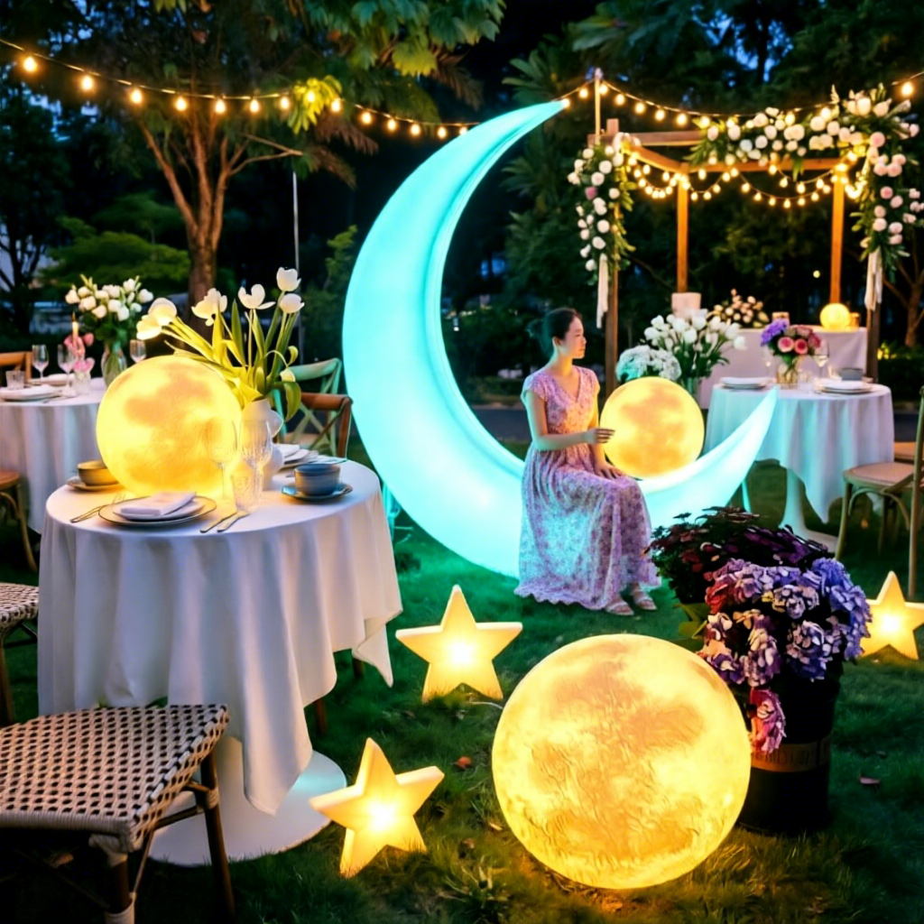 led glow moon and stars light party decorations