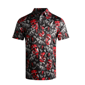 Polo de golf con cuello con ribete, de tejido de nido de abeja, con estampado de piña y patrón de flamenco, sublimación completa, top divertido para el ocio. - Product Image 2