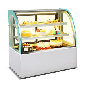 Gebogen Glazen Eiland Draagbare Roterende Cake Display Chiller Pop Display