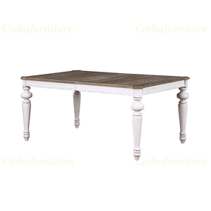 Set <span class=keywords><strong>da</strong></span> Pranzo in Stile Americano in Legno, Tavolo <span class=keywords><strong>da</strong></span> Pranzo con 8 Sedie, Mobili Verniciati di Colore Bianco - Product Image 3