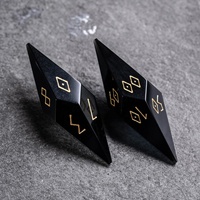 Nouveauté 2026 : Dés en obsidienne noire naturelle D&D avec gravure personnalisée, ensemble de dés géants DIY, pièce de jeu pour adultes, cadeau