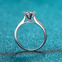 Bague en or avec diamant moissanite de 1 carat, argent sterling S925, bijoux de mode, cadeau de mariage, style classique, certifié GIA