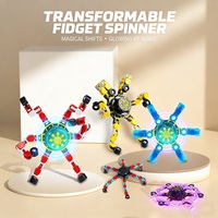 Fidget Spinner Mécanique Transformable Lumineux dans l'obscurité, Empilable, Jouet Anti-stress pour Enfants et Adultes, Fonction Support de Téléphone