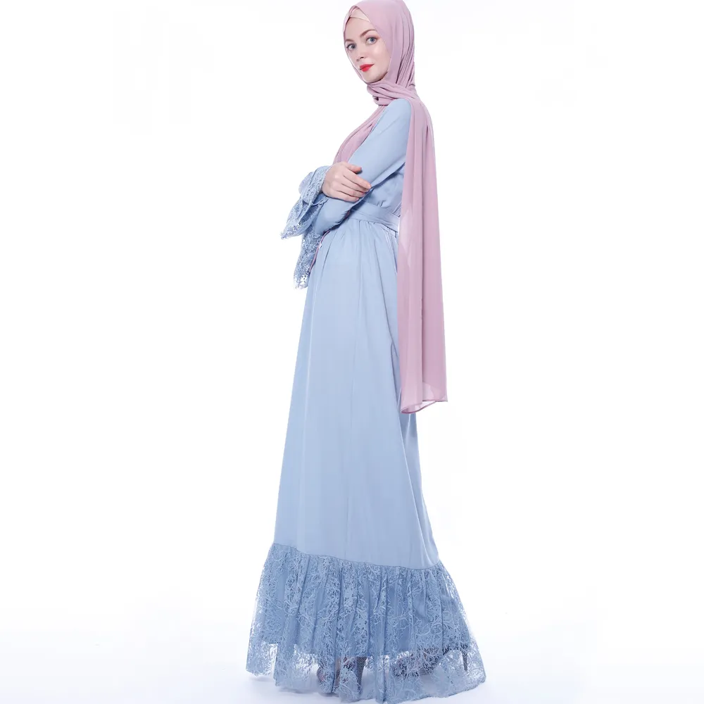 इस्लामी लंबी स्कर्ट तुर्की स्लिम नकली सनी सेक्सी फीता पोशाक महिला मुस्लिम पोशाक 9760