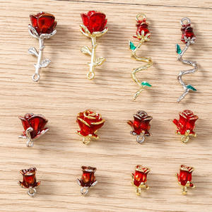 时尚花朵红玫瑰吊坠气质浪漫合金DIY手机壳钥匙扣玫瑰饰品工艺品配件 - Product Image 2