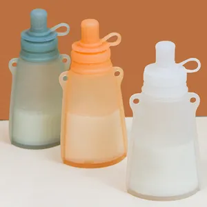 Benutzer definierte wieder verwendbare Lebensmittel qualität Silikon Baby Fütterung produkte Lebensmittel Muttermilch Auslauf Lagerung Stand Up Beutel Tasche für Lebensmittel verpackung