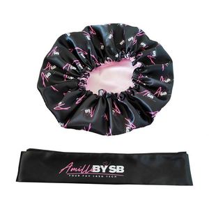 Wholesale Double Layer Sleep Cap Women Bonnet Custom Logo Print Reversible Bonnets and Satin Hair Wrap - Product Image 2