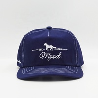 Fabricant bleu marine coton durable 5 panneaux chapeau non structuré broderie personnalisée sport décontracté vintage style de rue casquettes de Baseball