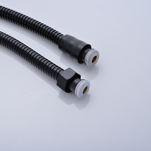 Tuyau de douche <span class=keywords><strong>flexible</strong></span> moderne en acier inoxydable avec interface tout cuivre peint en noir, 1,5 m et 2 m, pour salle de bain, vente en gros, chinois - Product Image 2