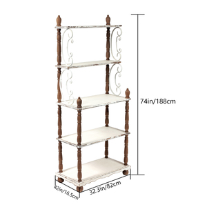 Espositore da parete in legno massello rustico Shabby Chic fatto a mano all'ingrosso scaffali portaoggetti a 5 strati decorativi per la casa - Product Image 3