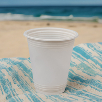 Gobelets jetables en plastique blanc biodégradable de 8 oz (250 ml) pour boissons chaudes/froides, écologiques, pour café à emporter, fêtes, logo personnalisé