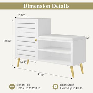 Banco moderno de madera para guardar zapatos con puerta y estante, banco para recibidor con cojín, mueble para sala de estar, pasillo y <span class=keywords><strong>dormitorio</strong></span> - Product Image 2