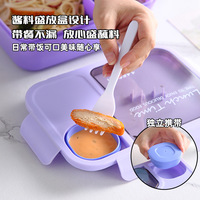 Boîte à lunch pour enfants avec compartiments en silicone PP AS de 1450 ml, avec cuillère et fourchette, conteneur alimentaire portable, logo personnalisé