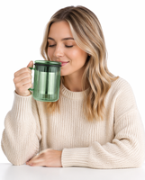 Tasse à thé en verre en gros avec infuseur 350 ml, tasse isotherme en borosilicate avec filtre à thé en acier inoxydable 304 et couvercle en verre
