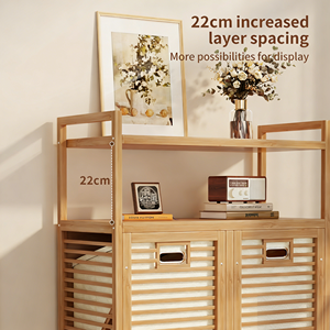 Cajonera de Bambú, Mueble de Almacenamiento para Baño, Organizador de Ropa Moderno y Portátil, <span class=keywords><strong>Estante</strong></span> de Almacenamiento de Múltiples Niveles - Product Image 2