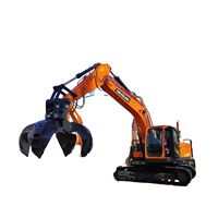 Pince hydraulique rotative à 360° à 5 griffes pour ferraille, type Orange Peel / Grab / Grapple / Lotus / Polyp, pour excavatrice 20 tonnes