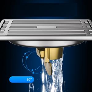 Siphon de sol en acier inoxydable SUS 304 épaissi, anti-odeur, rectangulaire, pour salles de bain, douches, toilettes et machines à laver - Product Image 6