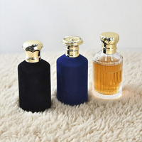 Bouteille vide de parfum de velours de luxe noir bleu pompe à sertir pulvérisateur 100ml bouteille de parfum de flocage en verre