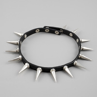 Collier ras du cou Emo Spike Punk pour femme et homme, en cuir noir clouté avec rivets, collier gothique, accessoires gothiques